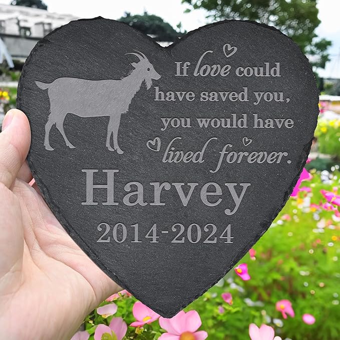 Goat Memorial Stone - Goat Memorial Gifts - Pet Loss Gift - Loss of Goat - Heart