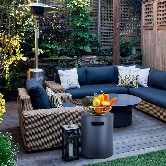 Afterglow 16" Propane Tank Cover Table, Round Tank Container Fits Standard 20 lbs Propane Tank Outdoor Gas Tank, Deck Backyard Patio, Dark Grey