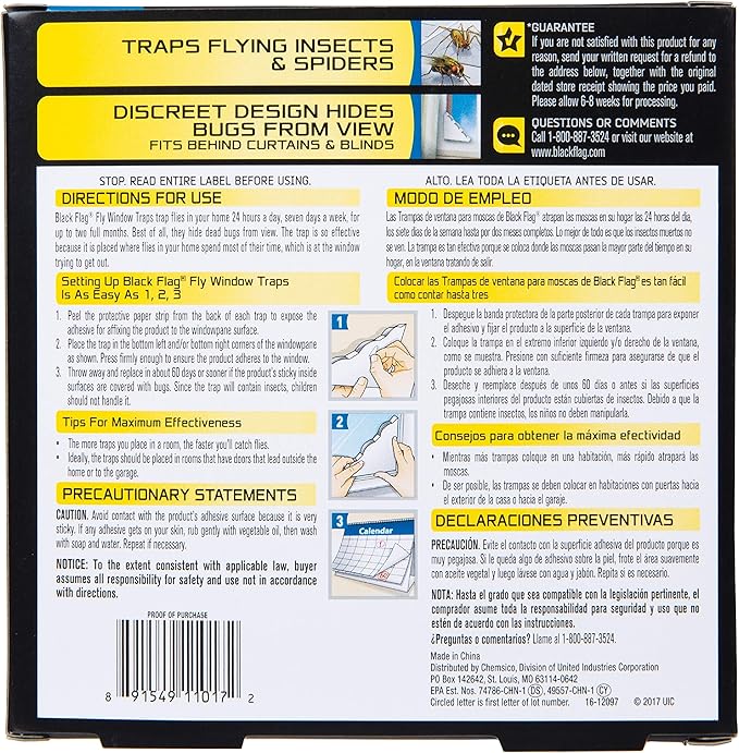 Black Flag Fly Window Traps, 4 Count (Pack of 12)