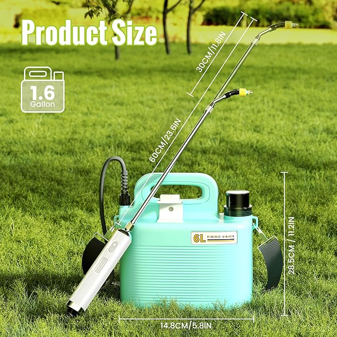 Sprayers in Lawn and Garden - 1.8 Gallon Battery Powered Sprayer with Pump, Telescopic Wand,Water Hose Nozzle - Portable Yard Sprayer for Weed Control, Fertilizing, Watering