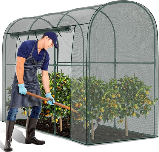 Crop Cages for Garden Plant, 9.8x3.3x6 Ft Plant Protection Netting Tent with Zippered Door, Raised Bed Cover, Garden Bed Cover with Frame, Wind-Resistant Plant Cages for Outdoor Plants