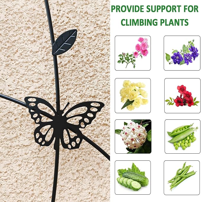 6 Pack Metal Garden Trellis 6FT Outdoor Garden Fence Rustproof Trellis for Climbing Plants Support Roses Flower Lawn Decoration, Black 71" Tall