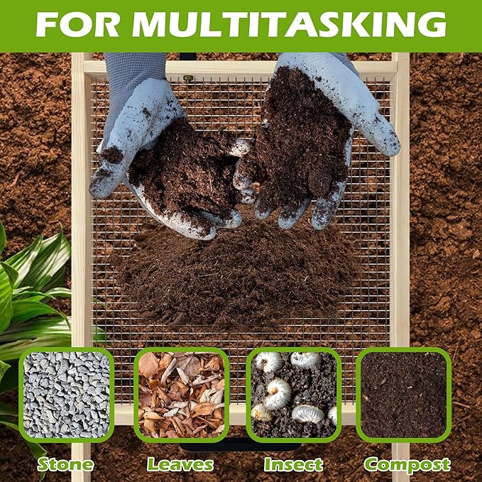 Montex Soil Sifter Large, Garden Rock Sifter, Garden Sifter for Sifting Soil, Worm, Leaves, Loam Soil, Sand and Gravel, Suitable for Wheelbarrow and Handheld