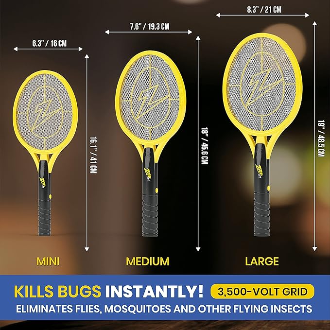 Zap It Bug Zapper Battery Powered (2xAA Included) Bug Zapper Racket, 3,500 Volt, 2 Pack
