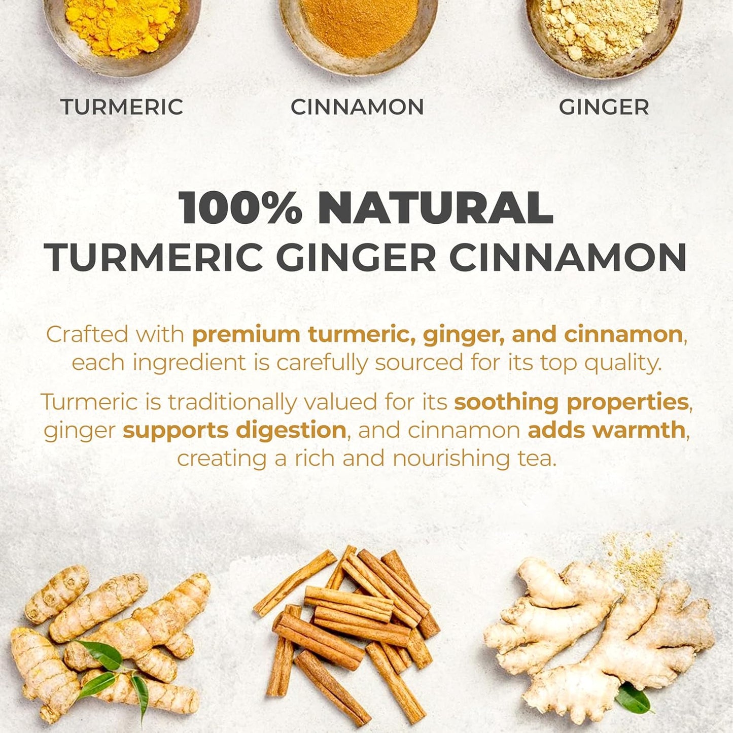 LeafLea Turmeric Tea with Ginger and Cinnamon, 80 Premium Turmeric Ginger Tea Bags, Supports Immune Health & Digestion, 100% Natural & Pure Blend Herbal Tea, Caffeine-Free, No Sugar, Vegan