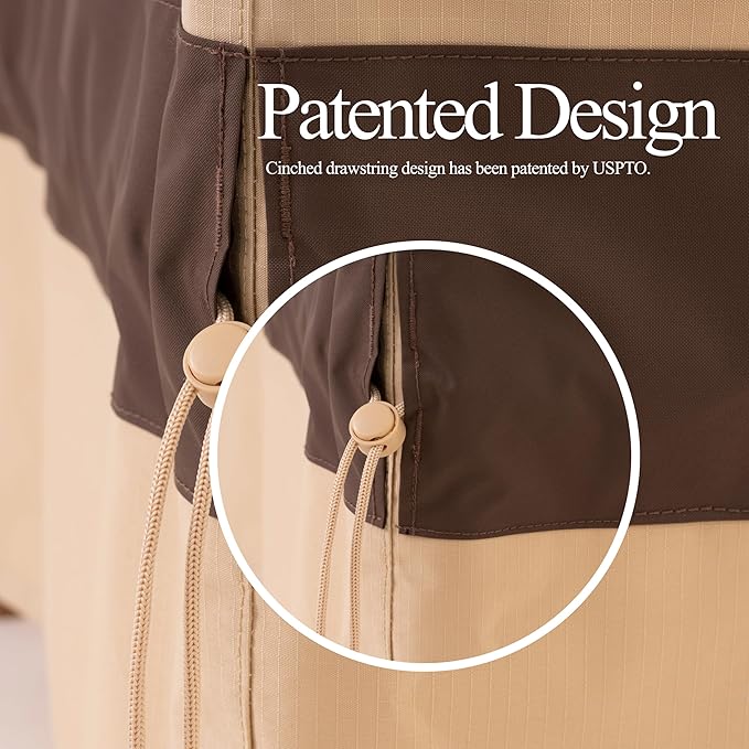 Patio Chair Covers - Heavy Duty Waterproof Outdoor Furniture Covers for Chairs, Adirondack & Tolix Styles, Beige & Coffee, 34" W x 36" D x 36" H, 2 Pack