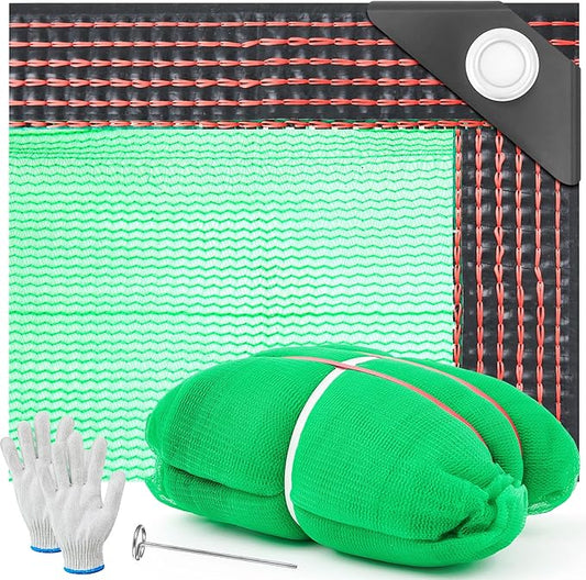 Fruit Collector Harvesting Net 26 x 13 ft with Ground Pegs and 2 Pairs of Gloves Reusable Leaf Agricultural Collection Netting Fruit Picking Basket for Trees Walnut Olive Chestnut