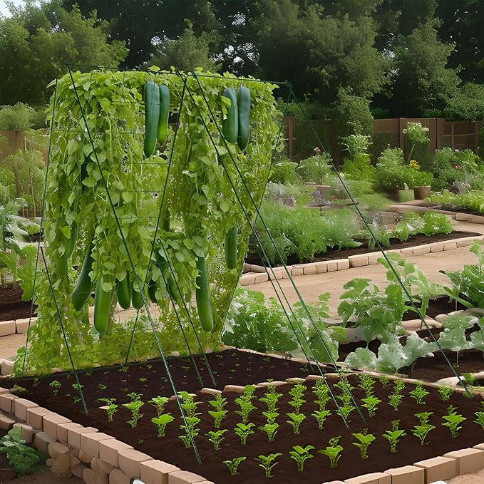 Cucumber Trellis for Raised Bed, 48" L x 32" W Garden Trellis for Climbing Plants Outdoor with Support Structures, A Frame Trellis for Climbing Vegetables Peas, Vine, Bean