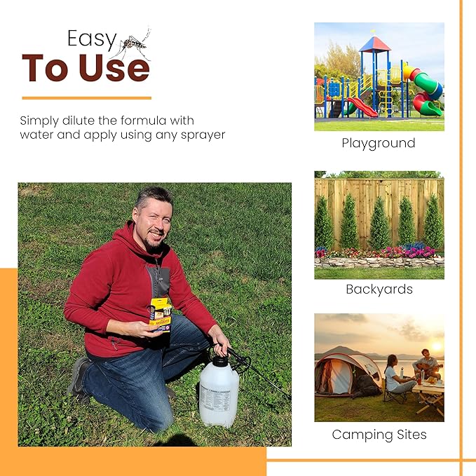 Natural Mosquito Control Spray Concentrate, Repels Mosquitoes, Ticks, Fleas, Flies, Gnats, and Chiggers Away. Makes up to 4 Gallons! (4oz Concentrate)