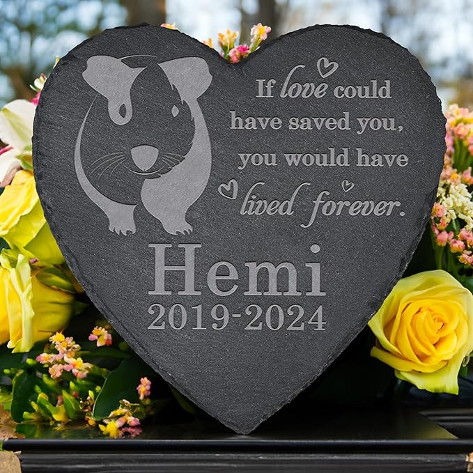 Guinea Pig Memorial Stone - Garden Statue - Memorial Gifts - Tombstone - Loss Gift - Heart