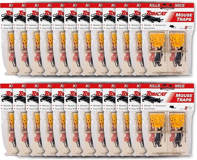 Tomcat Mouse Traps (Wooden), Easy to Use, Effective Way to Catch Mice, 24-Pack