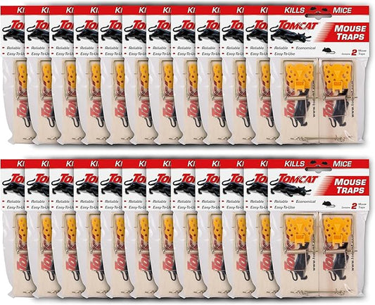 Tomcat Mouse Traps (Wooden), Easy to Use, Effective Way to Catch Mice, 24-Pack