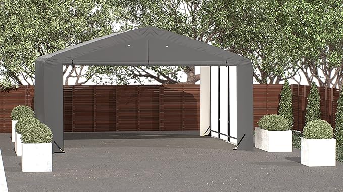 ShelterLogic ShelterTube Garage & Storage Shelter, 20' x 18' x 10' Heavy-Duty Steel Frame Wind and Snow-Load Rated Enclosure, Gray