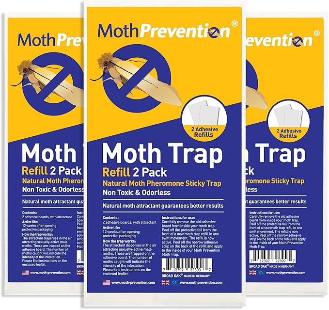 Clothes Moth Trap Replacement Strips (6 Strips in Total) - Refills for MothPrevention Moth Traps - for Closets & Clothing