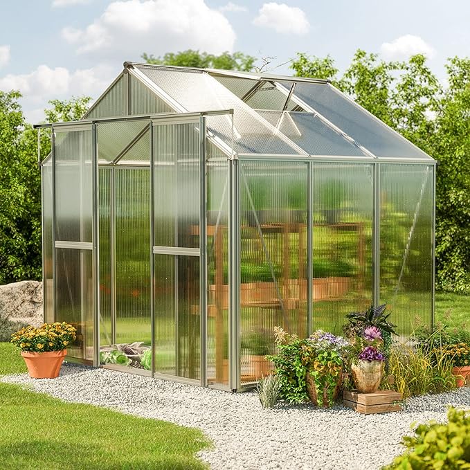 Greenhouse Saphir 3 Aluminum Frame 8.5 x 6.4 ft with Approx. 6 mm Polycarbonate Panels