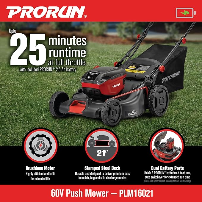 60V 21-in. Steel Deck Cordless Push Lawn Mower with 2.5 Ah Battery and Charger
