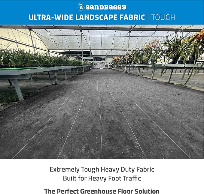 Sandbaggy 10 ft x 30 ft Landscape Fabric | Weed Barrier, Ground Cover, Garden | Industrial Grade Fabric | 135 Lbs of Tensile Strength | UV Protected | Approved by DOT (1 Roll - 10 ft x 30 ft)