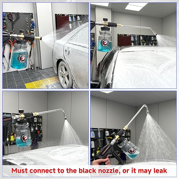 Tool Daily Pressure Washer Foam Cannon with 3 Pieces Curved Extension Wands 16 Inch, Soap Spray Nozzle, 1/4” Quick Connect, 3600 PSI