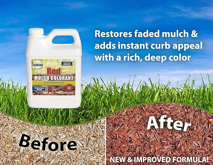 Red Mulch Color Concentrate - Quart - Treats 2,800 Sq. Ft. - Deep Burgundy Red Mulch Dye Spray