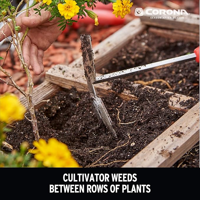 Corona CT 3344 Premium Stainless Steel ComfortGEL Hoe/Cultivator, Red