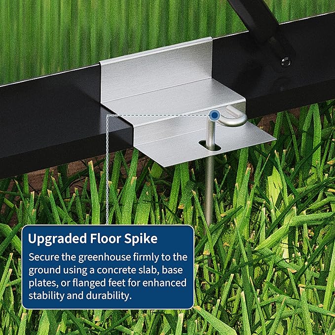 8x12 FT Greenhouse for Outdoors, Polycarbonate Greenhouse with Roof Vent, Ground Nails, Lockable Push Door, Aluminum Large Walk-in Green House for Outside Garden Backyard, Patio, Lawn, Black