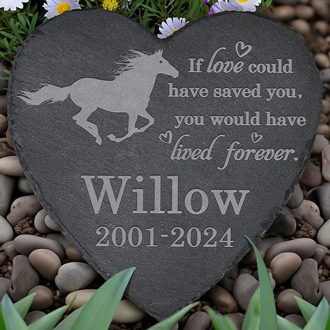 Horse Memorial Stone - Horse Memorial Gifts - Pet Loss Gift - Loss of Horse - Heart