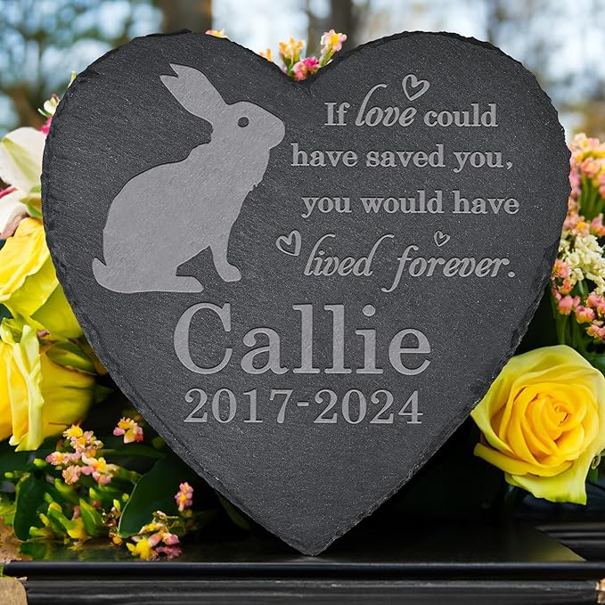 Rabbit Memorial Stone - Rabbit Memorial Gifts - Pet Loss Gift - Loss of Rabbit - Heart