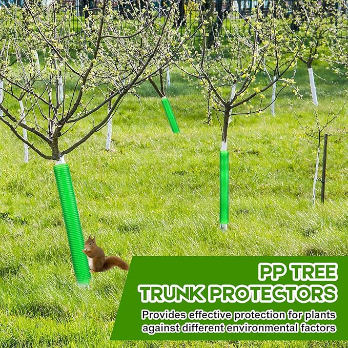 20 Pcs Corrugated Tree Guards Tubes Plastic Saplings Tree Trunk Protectors Wraps to Protect Bark from Deer, Sapling from Rodents, Mowers, Animals (15.7 x 2,Army Green)