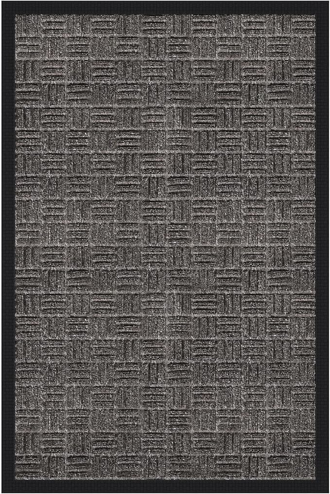 Ottomanson Easy Clean, Waterproof Non-Slip 2x3 Indoor/Outdoor Rubber Doormat, 24" x 36", Black