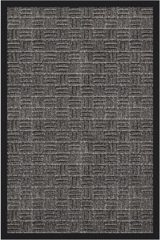 Ottomanson Easy Clean, Waterproof Non-Slip 2x3 Indoor/Outdoor Rubber Doormat, 24" x 36", Black