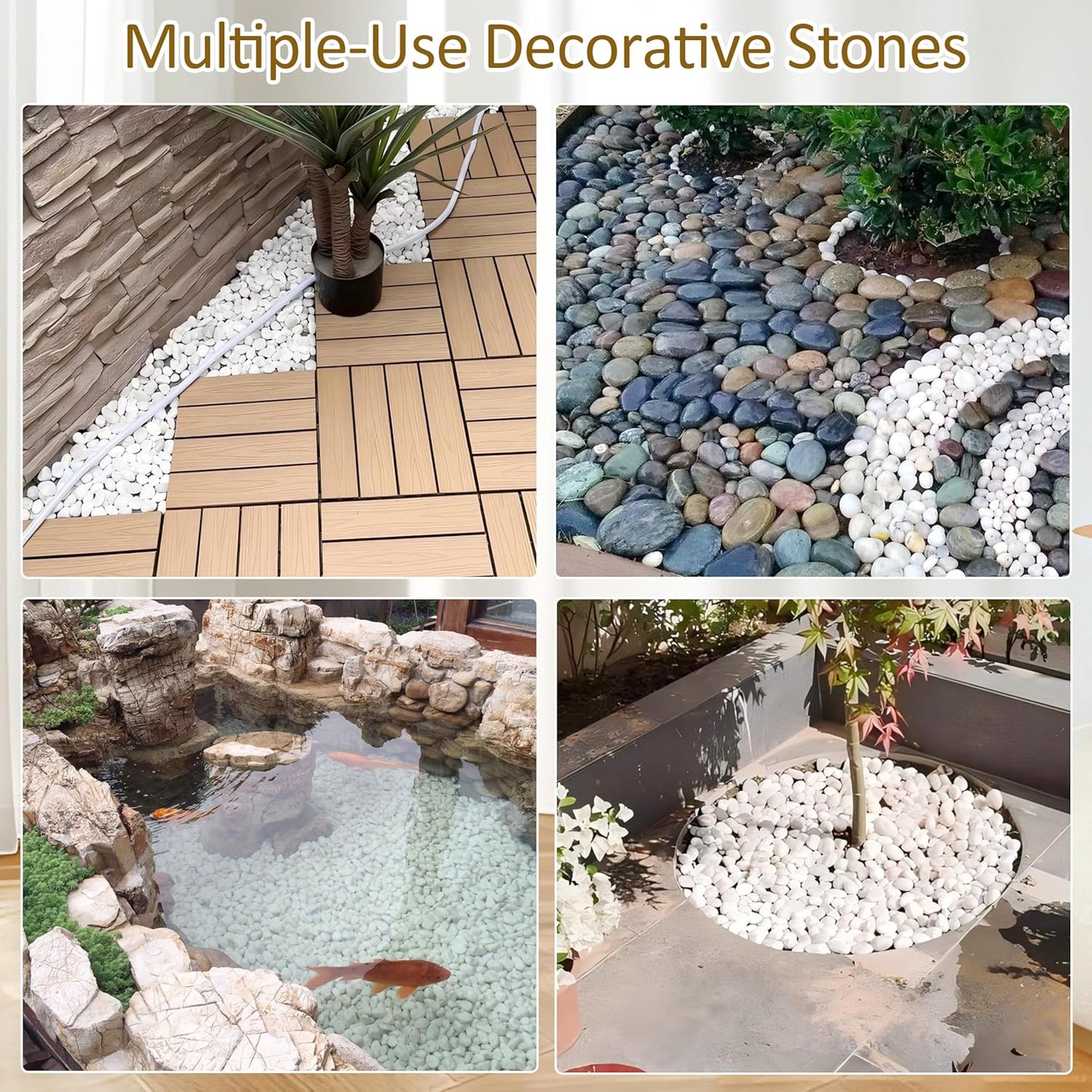 Sunnyglade 18 LBS River Rocks, 2-3 Inch Natural Pebbles for Indoor Plants, High Polished Decorative Stones Vase Filler Fish Tank Aquariums Landscaping Garden Outdoor and Indoor DIY (18, Pounds)