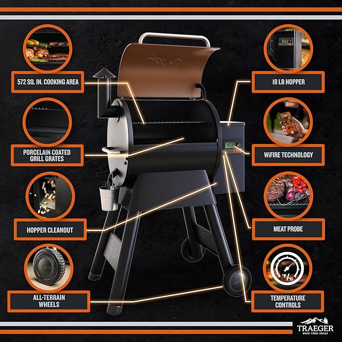 Traeger Grills Pro 575 Wood Pellet Grill & Smoker with Wifi, App-Enabled, Bronze