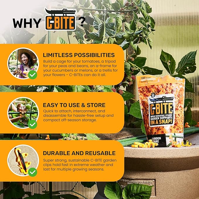 Plant Support Clips for Trellis, Garden Stakes, Wire Fence, Climbing Plants, Indoor Gardening, Hydroponics Systems, and Vines | Durable Gardening Clips (Tangerine Orange - 100 Pack)