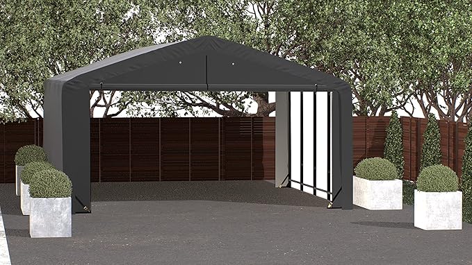 ShelterLogic ShelterTube Garage & Storage Shelter, 20' x 23' x 10' Heavy-Duty Steel Frame Wind and Snow-Load Rated Enclosure, Gray