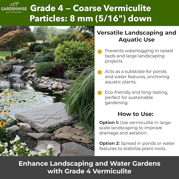 Organic Coarse Vermiculite for Indoor Gardening Plants and Mushrooms – Enhances Soil Aeration, Seed Germination, Rooting Cuttings – Small Packages and Bulk (Vermiculite Grade 4 – Coarse, 3 qt)
