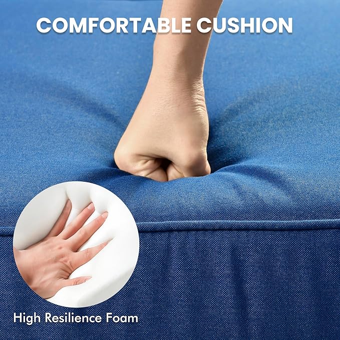 Outdoor Sectional Patio Furniture Set with Glowing Table,5 Pieces Wicker Conversation Sets L Shaped Couch Out Door Sofa Set Outside Furniture for Garden Deck Yard Porch,Navy Blue