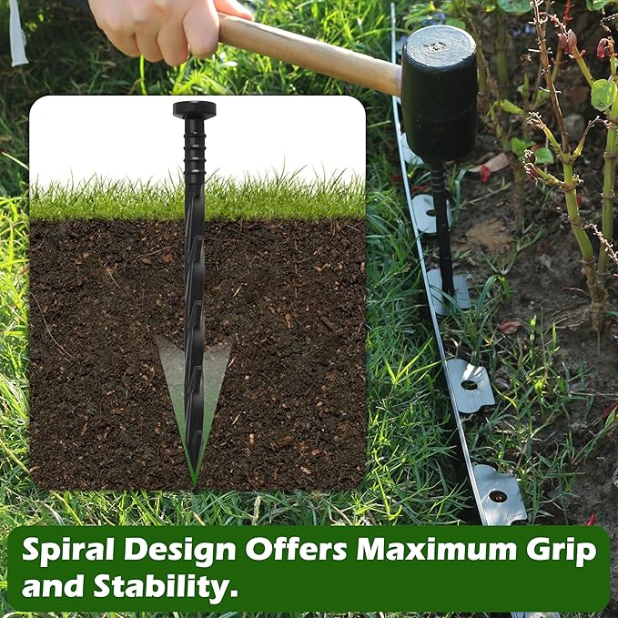 Gardzen 30 pcs Landscape Edging Anchoring Spikes, 6 inches Yard Lawn Paver Edging Stakes for Weed Barrier, Garden Fence, Artificial Turf