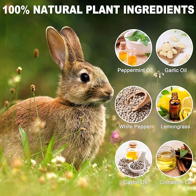 Deer Rabbit Repellent Outdoor 24 Pack - Natural Peppermint Oil Deer Repellent Balls, Bunny Deer Deterrent for Garden Lawn Yard, Powerful Rabbit Repellant Keep from Eating Plants Flowers, Pet Safe