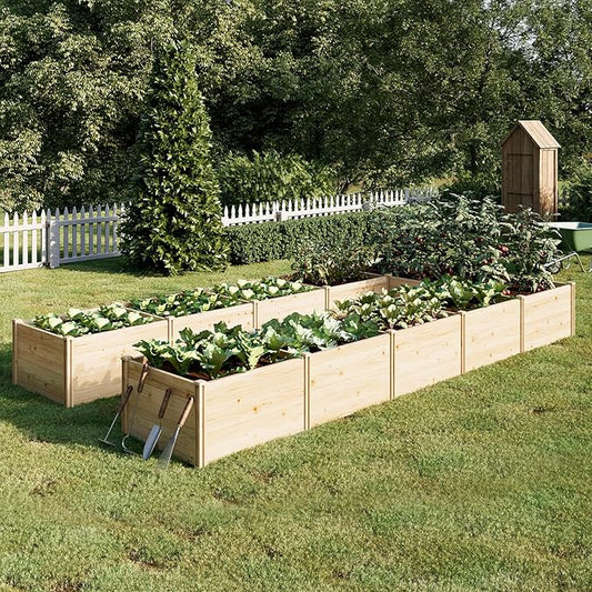 PaPaJet Raised Garden Bed for Outdoor, Eleven GridsDeep Large Planter Box for Gardening, Vegetables, Flowers, Herbs（7.5× 14.8× 1.6FT）