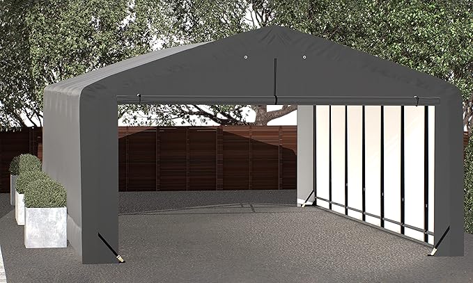 ShelterLogic ShelterTube Garage & Storage Shelter, 20' x 32' x 12' Heavy-Duty Steel Frame Wind and Snow-Load Rated Enclosure, Gray