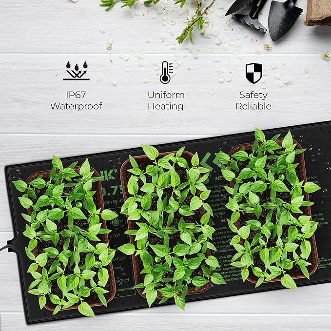 BN-LINK Seedling Heat Mat 10" x 20.75" Warm Hydroponic Heating Pad Waterproof for Seed Starting Greenhouse and Germination
