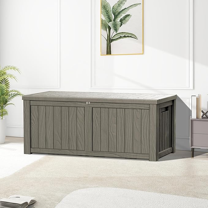 150GAL Brown Large - Capacity Outdoor Deck Box with Lock Hole - Waterproof, SGS - Certified UV Resistance, Ideal for Storing Multiple Patio Furniture Sets and Seasonal Decor, Hassle - Free Setup