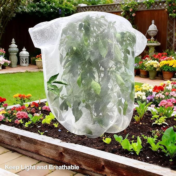 Garden Mesh Netting with Drawstring & Zipper,2PACK Pest Barrier Insect Netting Plant Mesh Cover for Vegetable Flowers Fruits Plants (2.3FTx 3.3FT+3.3FT x 4.9FT)