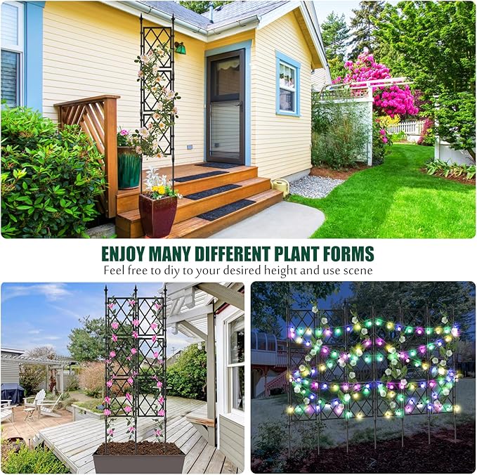 Garden Trellis for Climbing Plants Outdoor 5.25 FT, Plastic Coated Iron Pipe Metal Support Wall Tall Plant Trellis Fence with 20 Ties for Ivy Vines Rose