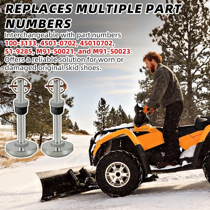 AR-PRO (2-Pack) Replacement Snow Plow Skid Shoes for ATV UTV Blades, Fits 5/8" Shaft – Compatible with Moose Plows – Includes Pins, Rubber Bumpers, Washers – Replaces 100-3133, 4501-0702 etc