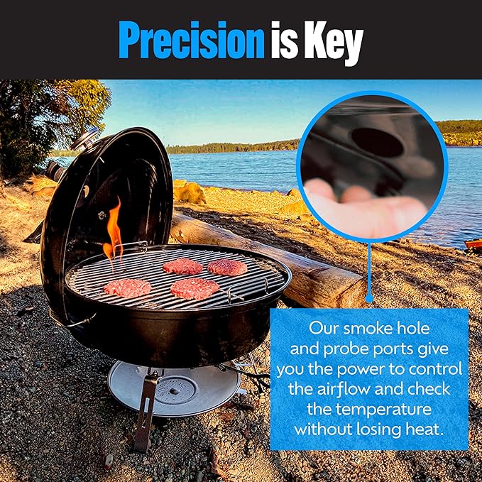 SnS Grills Slow ‘N Sear Travel Kettle, 2-Zone Cook Charcoal Basket and Easy Spin 18” Grate - Portable Charcoal Grill for BBQ Cooking - Travel Kettle 18”