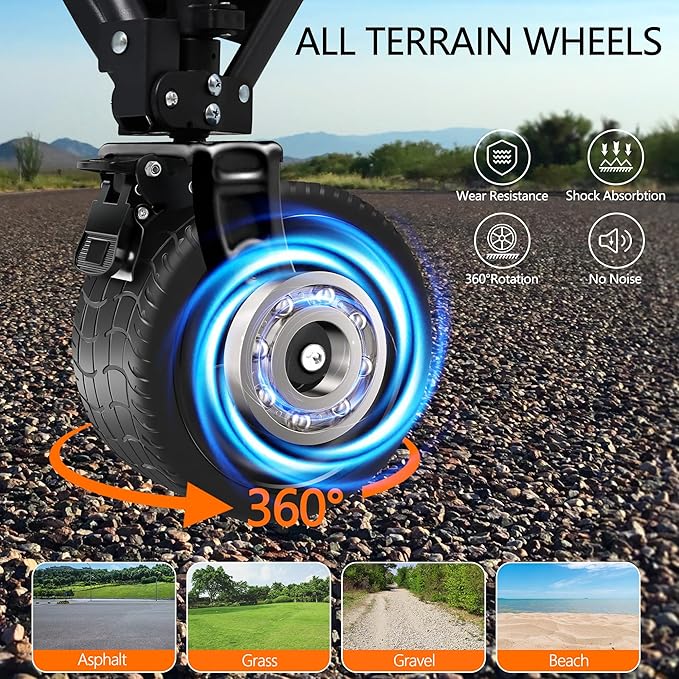 Wagons Carts Foldable with All-Terrain Big Wheels 400 LBS, Heavy Duty Collapsible Utility Wagon Cart, Folding Grocery Cart for Beach, Camping, Sports, Shopping, Garden and Fishing-Black Stripe