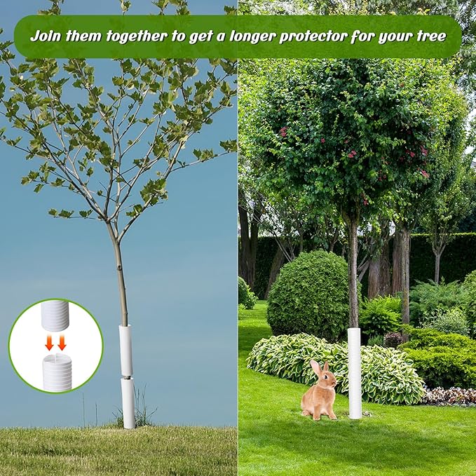 20 Pcs Corrugated Tree Guards Saplings Tree Trunk Protectors from Deer Tree Tubes Guard Tube Wraps to Protect Bark, Sapling from Rodents, Mowers, Animals(White,15.7 x 2, 15.7 x 1.5)