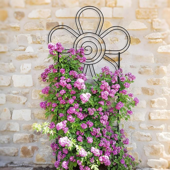 Arifaro Metal Garden Trellis 56″High (Pack of 4) Plant Trellis for Climbing Plants, Outdoor/Indoor Sturdy Plant Trellis for Climbing Vines, Flowers & Garden Plants (Floral)