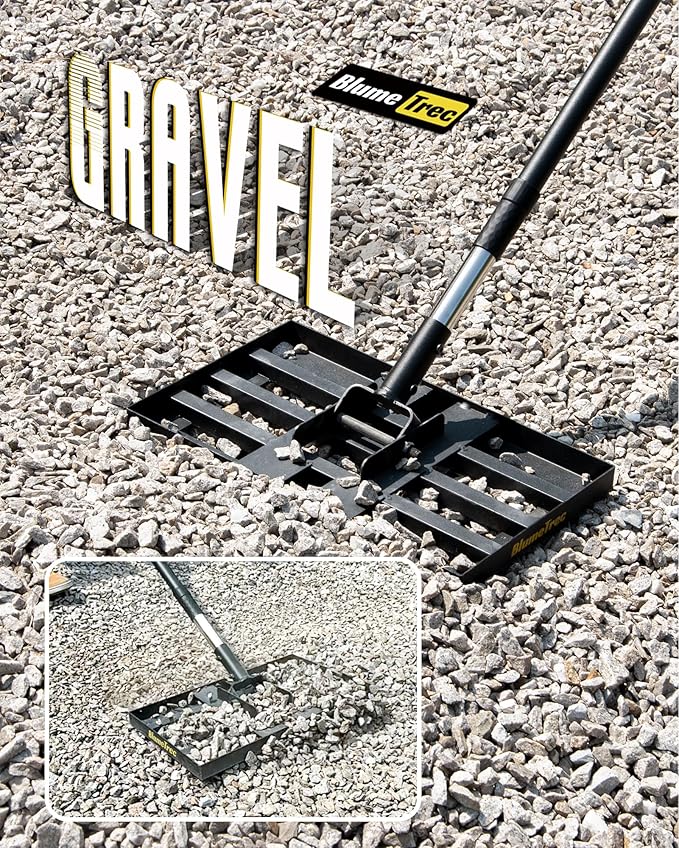 Lawn Leveling Rake, 17"x10" Heavy Duty Sand Leveling Tool with 6.7FT Stainless Steel Long Handle, Golf Rake for Soil, Compost, Gravel, Lawn Leveler for Yard, Garden, Landscaping Level Tool